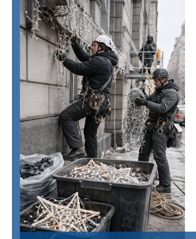 Демонтаж новогоднего оформления и гирлянд в Асбесте