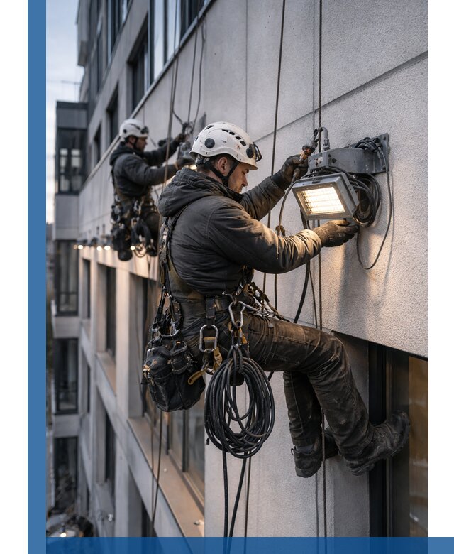 Монтаж фасадного освещения в Асбесте установка и подключение