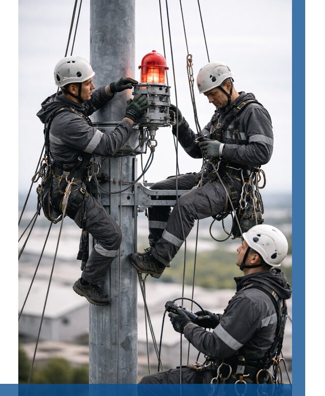 Монтаж заградительных огней в Асбесте от 8591 р. | ВЫСОТНИК-Сбс