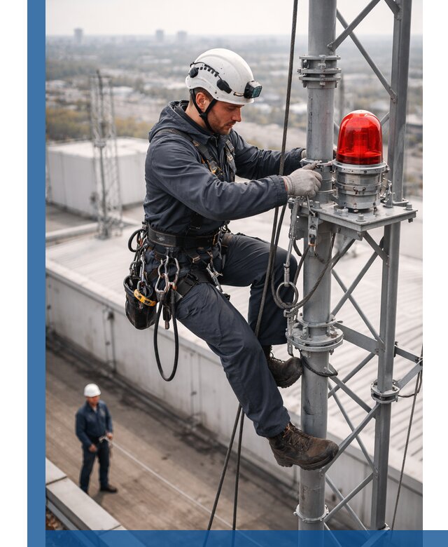 Монтаж заградительных огней и обслуживание объектов в Асбесте