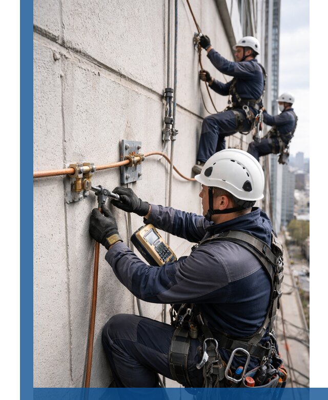 Монтаж системы заземления здания и молниезащиты в Асбесте