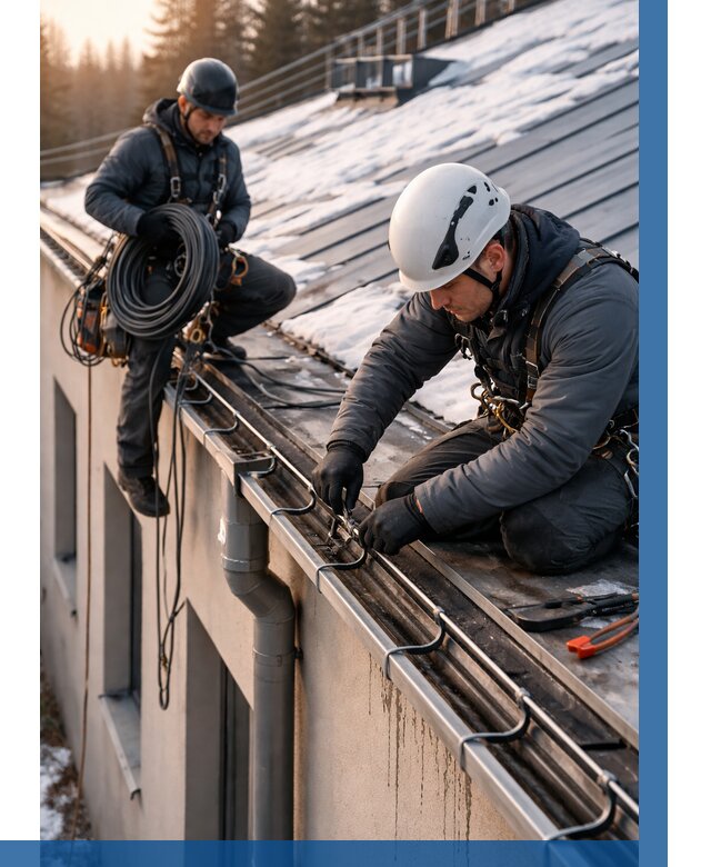 Монтаж греющего кабеля на кровле в Асбесте от 455 р. | ВЫСОТНИК-Сбс