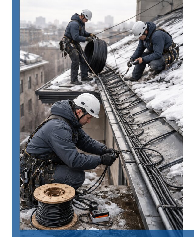 Монтаж греющего кабеля на кровле в Асбесте под ключ