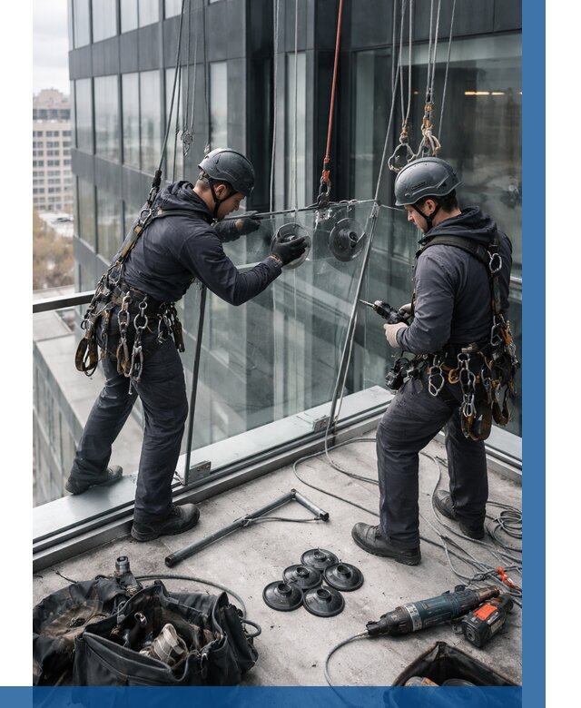 Монтаж стеклянных ограждений в Асбесте от 2527 р. | ВЫСОТНИК-Сбс