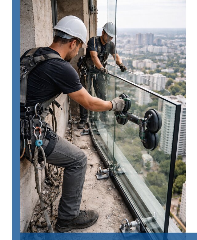 Монтаж стеклянных ограждений под ключ с гарантией в Асбесте