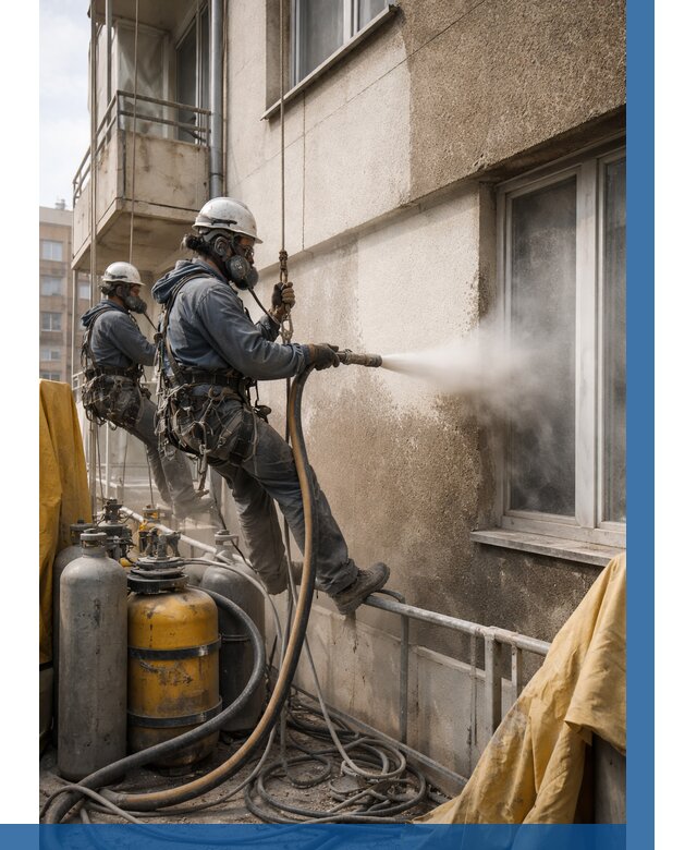 Пескоструйная очистка фасада в Асбесте от 657 р. | ВЫСОТНИК-Сбс