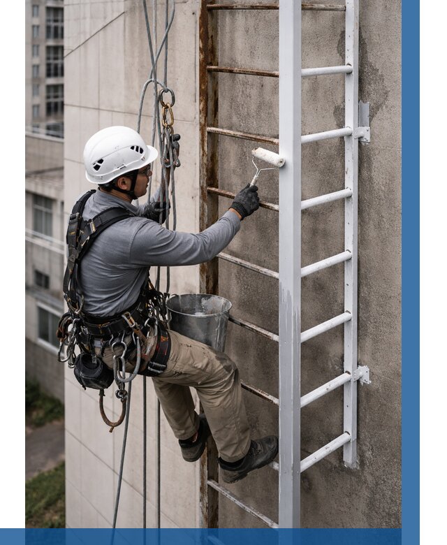 Покраска пожарных лестниц в Асбесте от 4548 р. | ВЫСОТНИК-Сбс