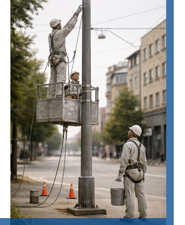 Покраска опор освещения в Асбесте от 5054 р. | ВЫСОТНИК-Сбс