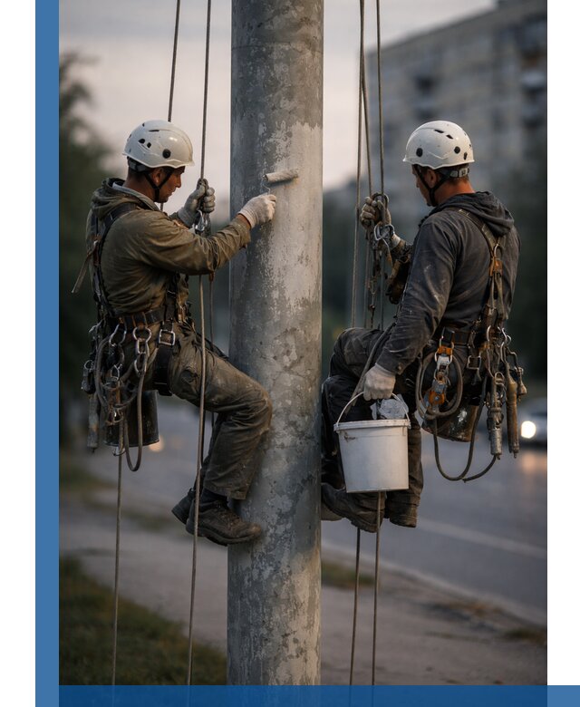 Покраска опор освещения и антикоррозийная защита в Асбесте