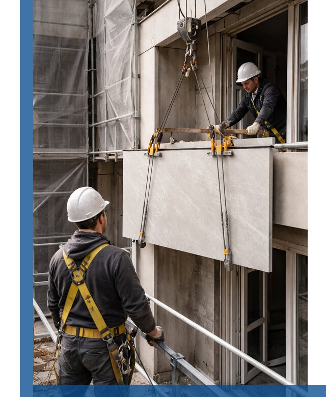 Подъем керамогранита на этаж в Асбесте грузчиками и техникой