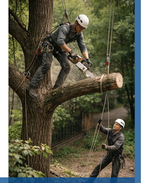 Спил деревьев альпинистами в Асбесте от 8086 р. | ВЫСОТНИК-Сбс