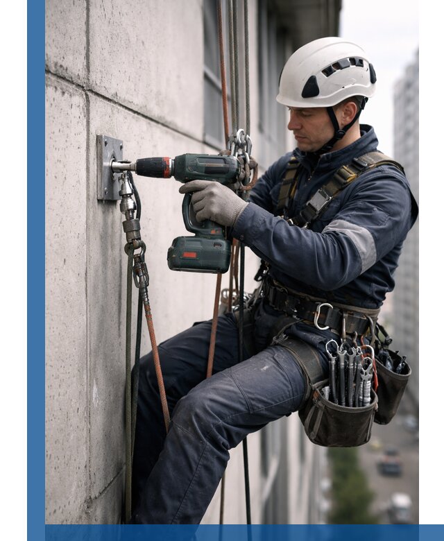 Установка анкерных точек для высотных работ в Асбесте