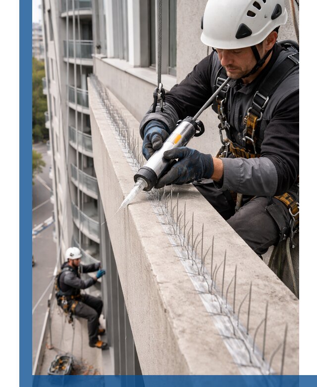 Установка шипов от птиц на фасадах и кровлях в Асбесте